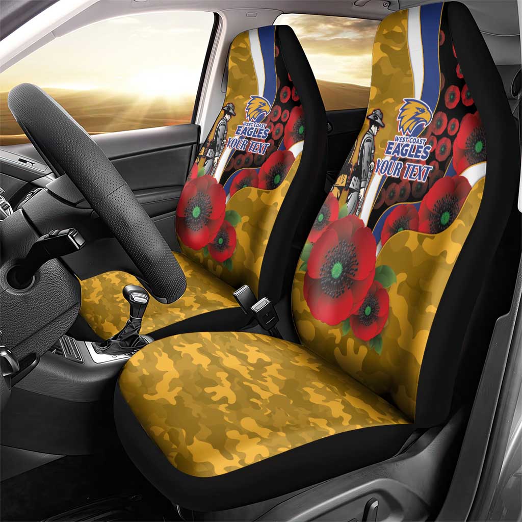 West Eagles ANZAC Personalised Car Seat Cover Lest We Forget Poppy Camo