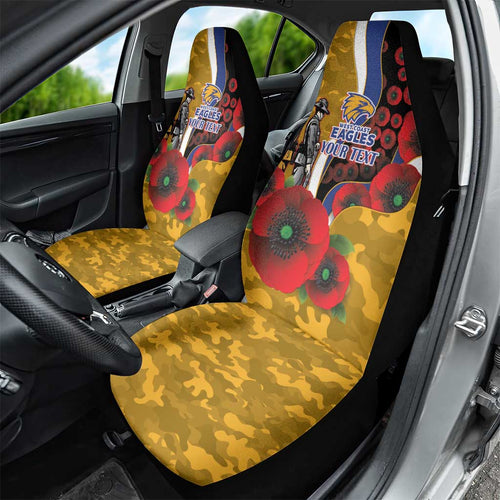 West Eagles ANZAC Personalised Car Seat Cover Lest We Forget Poppy Camo