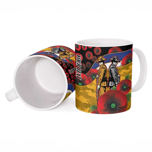 West Eagles ANZAC Personalised Ceramic Mug Lest We Forget Poppy Camo