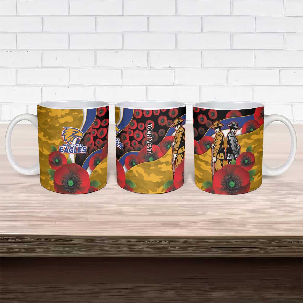 West Eagles ANZAC Personalised Ceramic Mug Lest We Forget Poppy Camo