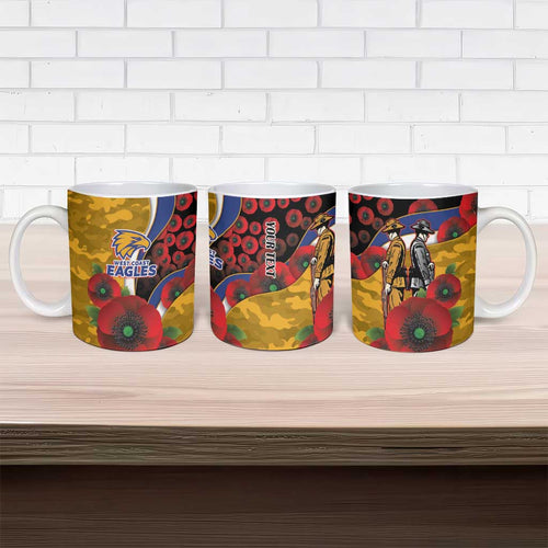 West Eagles ANZAC Personalised Ceramic Mug Lest We Forget Poppy Camo