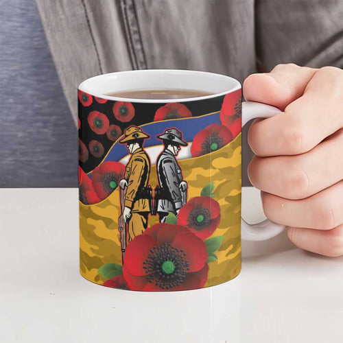 West Eagles ANZAC Personalised Ceramic Mug Lest We Forget Poppy Camo