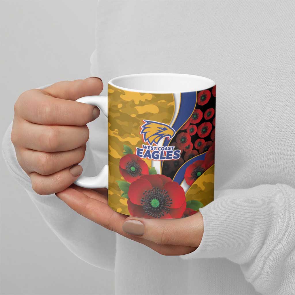 West Eagles ANZAC Personalised Ceramic Mug Lest We Forget Poppy Camo