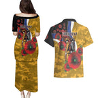 West Eagles ANZAC Personalised Couples Matching Puletasi and Hawaiian Shirt Lest We Forget Poppy Camo