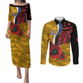 West Eagles ANZAC Personalised Couples Matching Puletasi and Long Sleeve Button Shirt Lest We Forget Poppy Camo