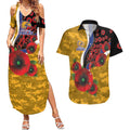 West Eagles ANZAC Personalised Couples Matching Summer Maxi Dress and Hawaiian Shirt Lest We Forget Poppy Camo