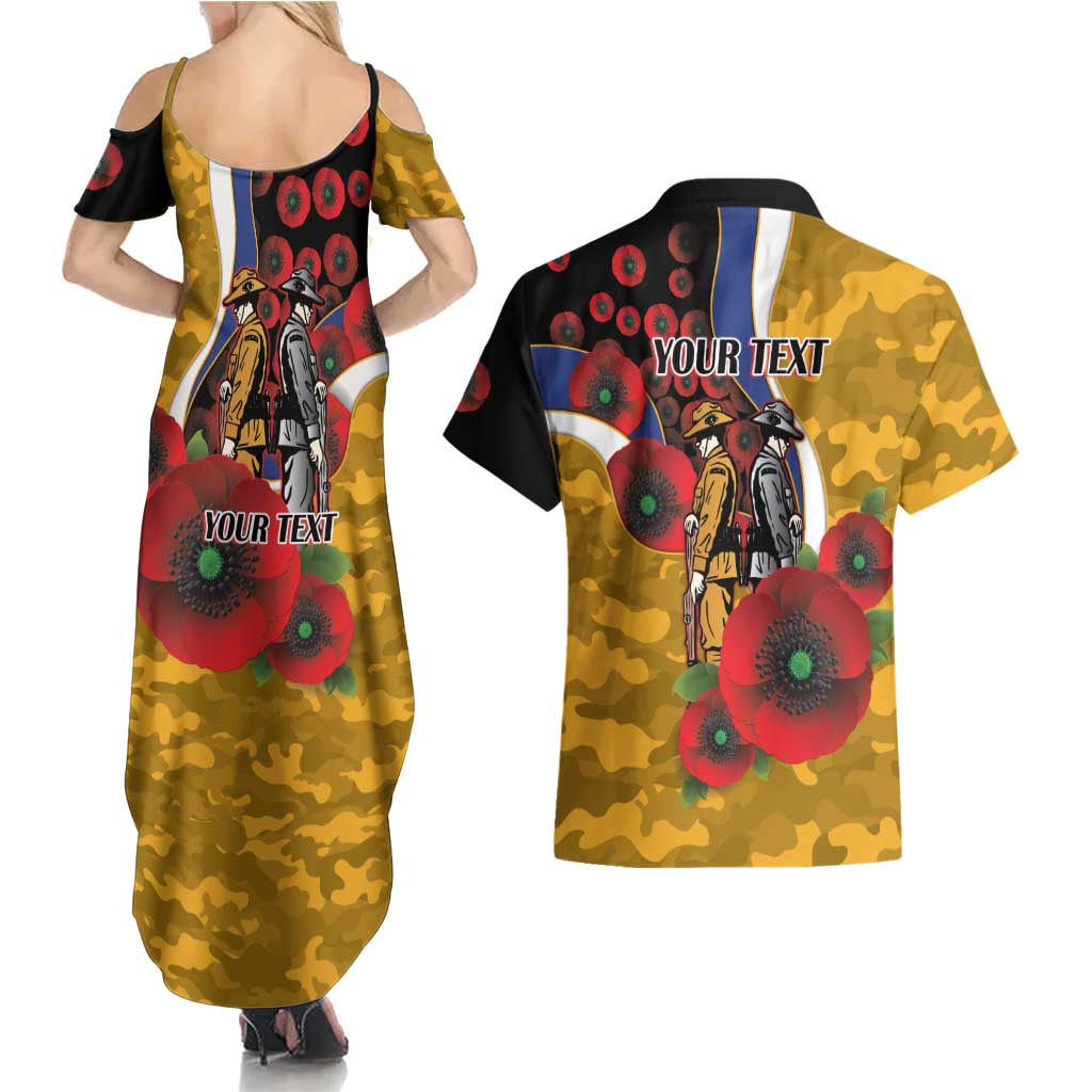 West Eagles ANZAC Personalised Couples Matching Summer Maxi Dress and Hawaiian Shirt Lest We Forget Poppy Camo