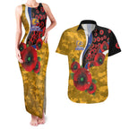 West Eagles ANZAC Personalised Couples Matching Tank Maxi Dress and Hawaiian Shirt Lest We Forget Poppy Camo