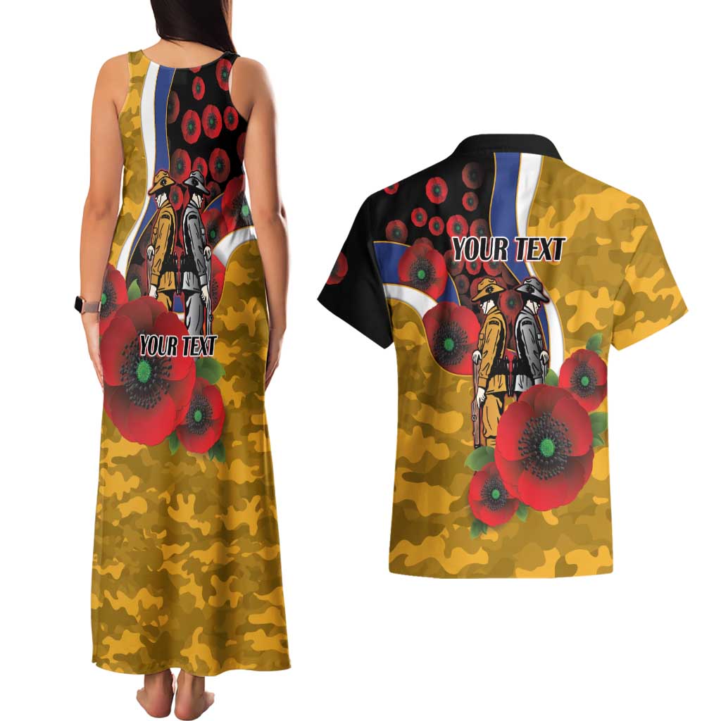 West Eagles ANZAC Personalised Couples Matching Tank Maxi Dress and Hawaiian Shirt Lest We Forget Poppy Camo