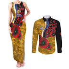West Eagles ANZAC Personalised Couples Matching Tank Maxi Dress and Long Sleeve Button Shirt Lest We Forget Poppy Camo