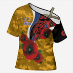 West Eagles ANZAC Personalised Cross Shoulder Shirt Lest We Forget Poppy Camo