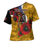 West Eagles ANZAC Personalised Cross Shoulder Shirt Lest We Forget Poppy Camo