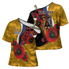 West Eagles ANZAC Personalised Cross Shoulder Shirt Lest We Forget Poppy Camo