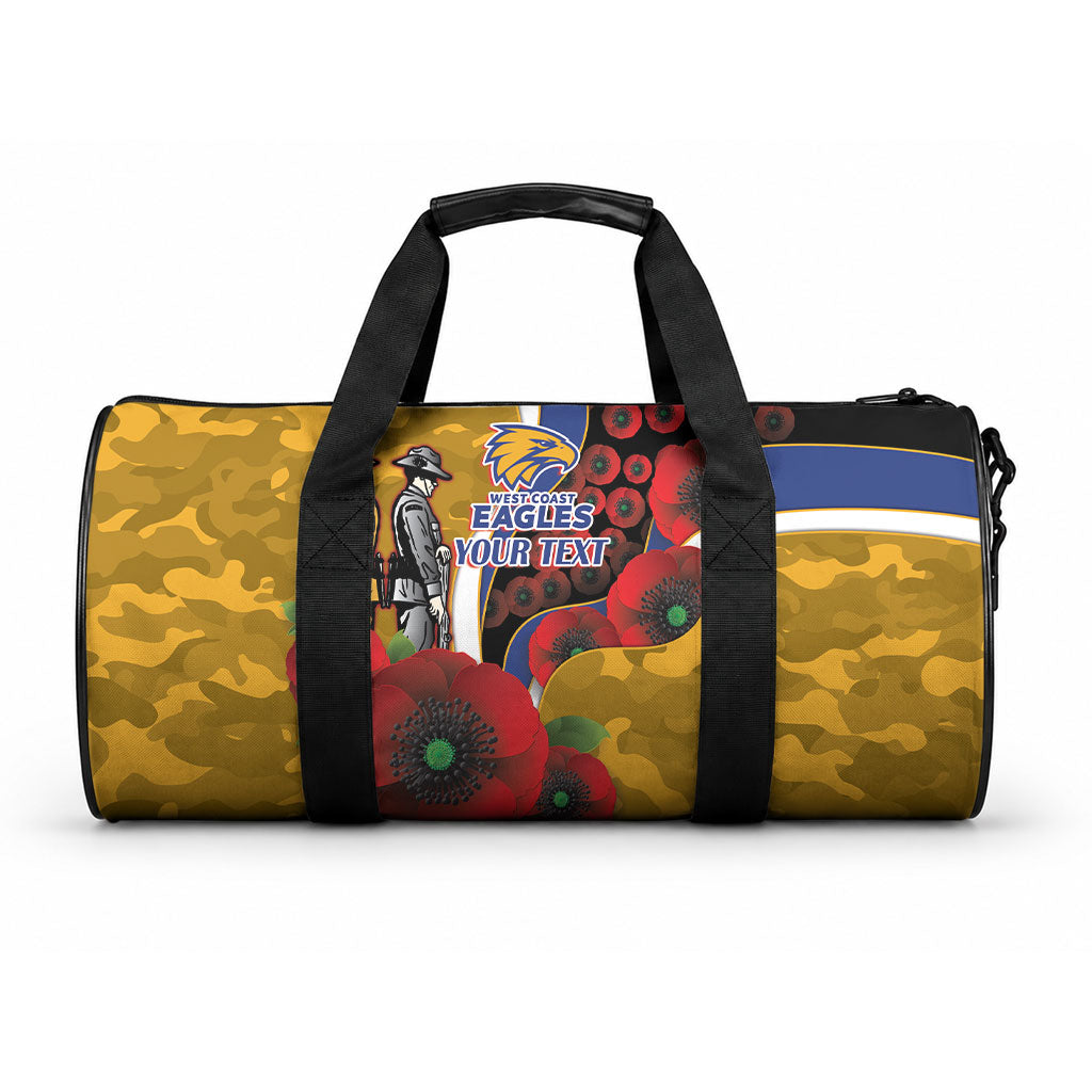 West Eagles ANZAC Personalised Duffle Bag Lest We Forget Poppy Camo