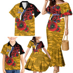 West Eagles ANZAC Personalised Family Matching Mermaid Dress and Hawaiian Shirt Lest We Forget Poppy Camo