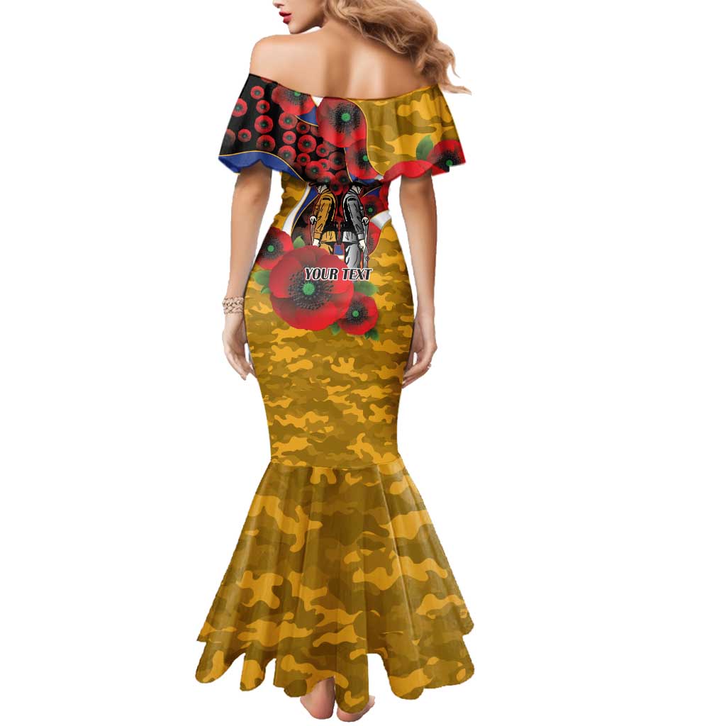 West Eagles ANZAC Personalised Family Matching Mermaid Dress and Hawaiian Shirt Lest We Forget Poppy Camo