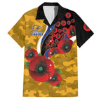 West Eagles ANZAC Personalised Family Matching Off The Shoulder Long Sleeve Dress and Hawaiian Shirt Lest We Forget Poppy Camo