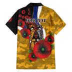 West Eagles ANZAC Personalised Family Matching Off Shoulder Short Dress and Hawaiian Shirt Lest We Forget Poppy Camo