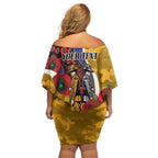 West Eagles ANZAC Personalised Family Matching Off Shoulder Short Dress and Hawaiian Shirt Lest We Forget Poppy Camo