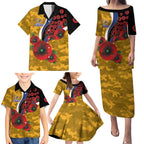 West Eagles ANZAC Personalised Family Matching Puletasi and Hawaiian Shirt Lest We Forget Poppy Camo