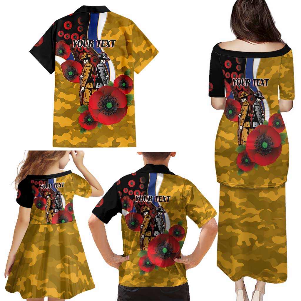 West Eagles ANZAC Personalised Family Matching Puletasi and Hawaiian Shirt Lest We Forget Poppy Camo