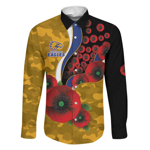 West Eagles ANZAC Personalised Family Matching Puletasi and Hawaiian Shirt Lest We Forget Poppy Camo
