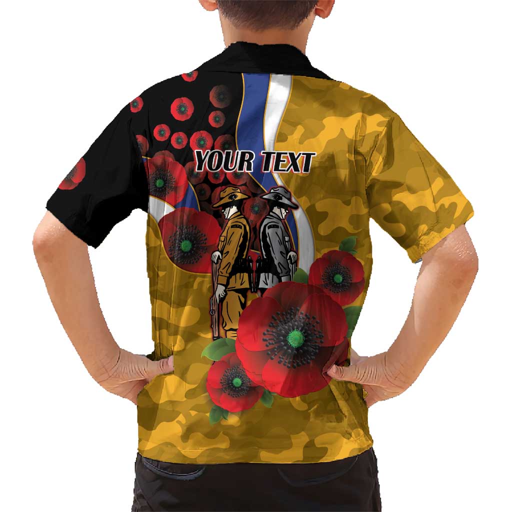 West Eagles ANZAC Personalised Family Matching Short Sleeve Bodycon Dress and Hawaiian Shirt Lest We Forget Poppy Camo
