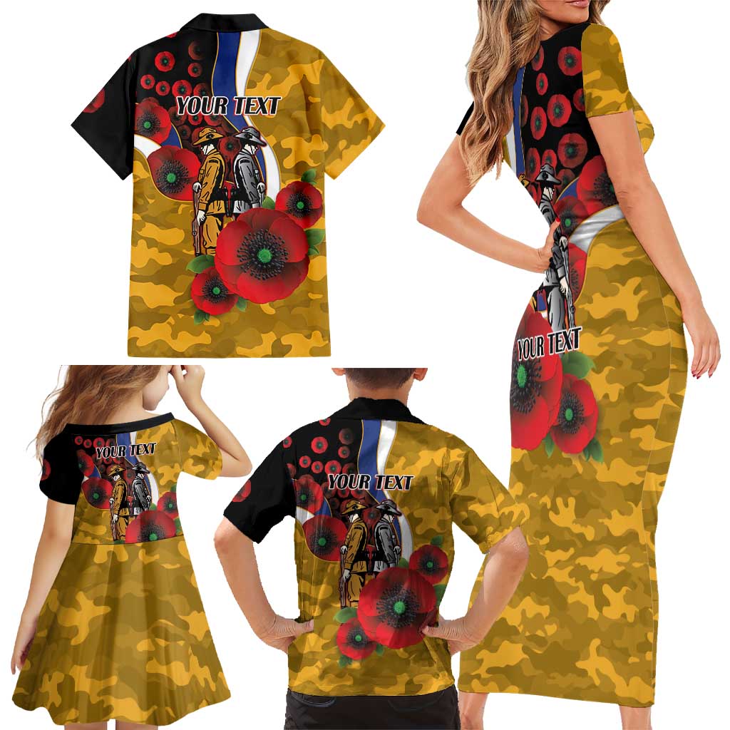 West Eagles ANZAC Personalised Family Matching Short Sleeve Bodycon Dress and Hawaiian Shirt Lest We Forget Poppy Camo