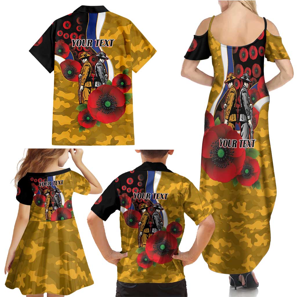 West Eagles ANZAC Personalised Family Matching Summer Maxi Dress and Hawaiian Shirt Lest We Forget Poppy Camo