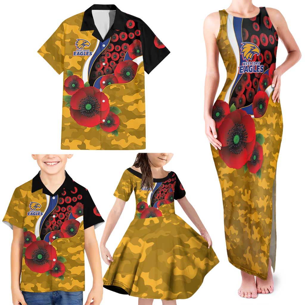 West Eagles ANZAC Personalised Family Matching Tank Maxi Dress and Hawaiian Shirt Lest We Forget Poppy Camo