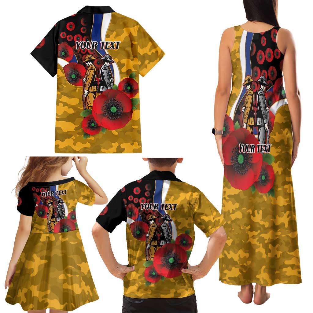 West Eagles ANZAC Personalised Family Matching Tank Maxi Dress and Hawaiian Shirt Lest We Forget Poppy Camo