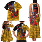 West Eagles ANZAC Personalised Family Matching Tank Maxi Dress and Hawaiian Shirt Lest We Forget Poppy Camo