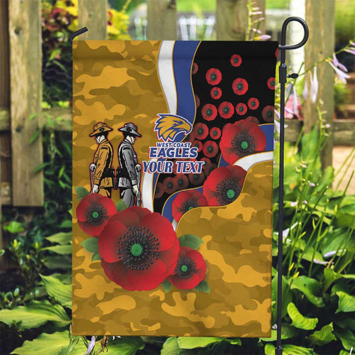 West Eagles ANZAC Personalised Garden Flag Lest We Forget Poppy Camo