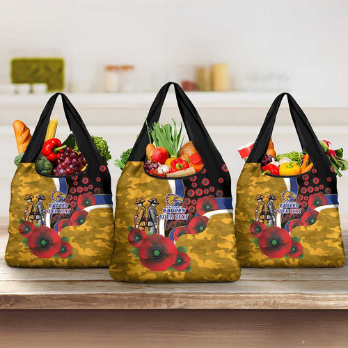 West Eagles ANZAC Personalised Grocery Bag Lest We Forget Poppy Camo