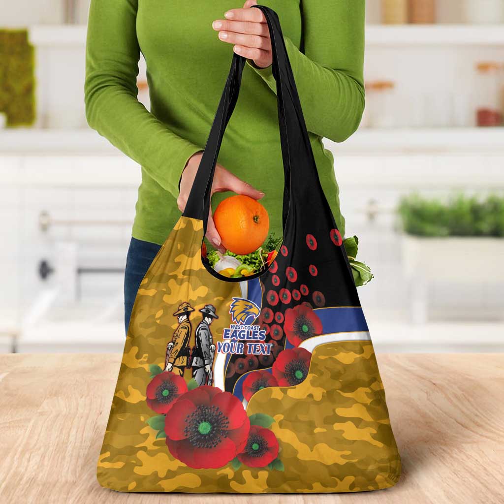 West Eagles ANZAC Personalised Grocery Bag Lest We Forget Poppy Camo