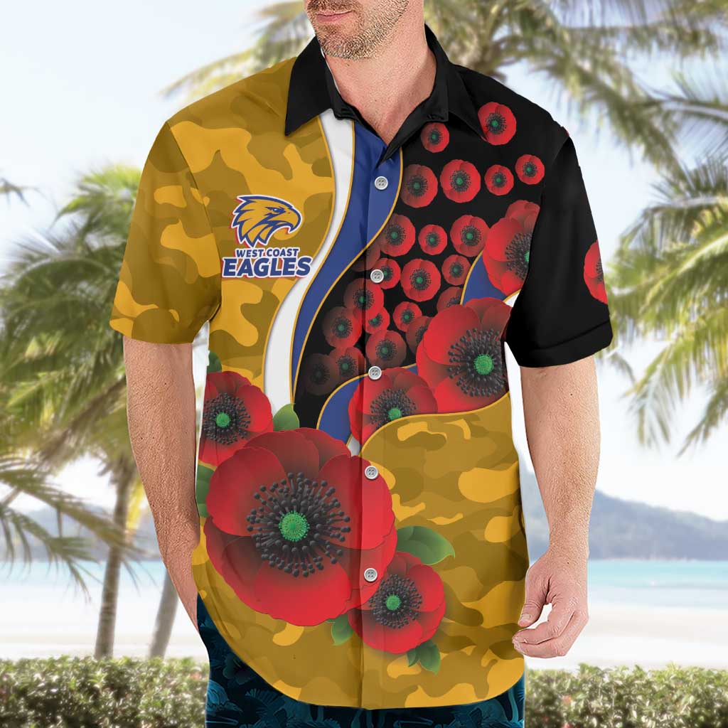 West Eagles ANZAC Personalised Hawaiian Shirt Lest We Forget Poppy Camo