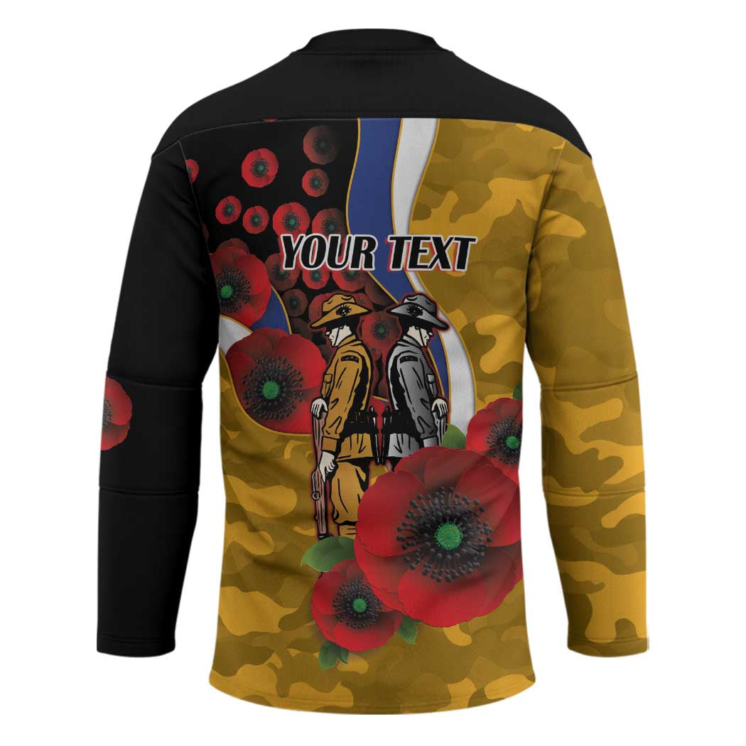 West Eagles ANZAC Personalised Hockey Jersey Lest We Forget Poppy Camo