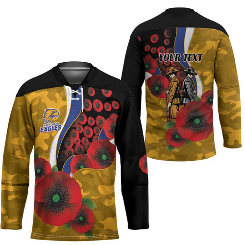 West Eagles ANZAC Personalised Hockey Jersey Lest We Forget Poppy Camo