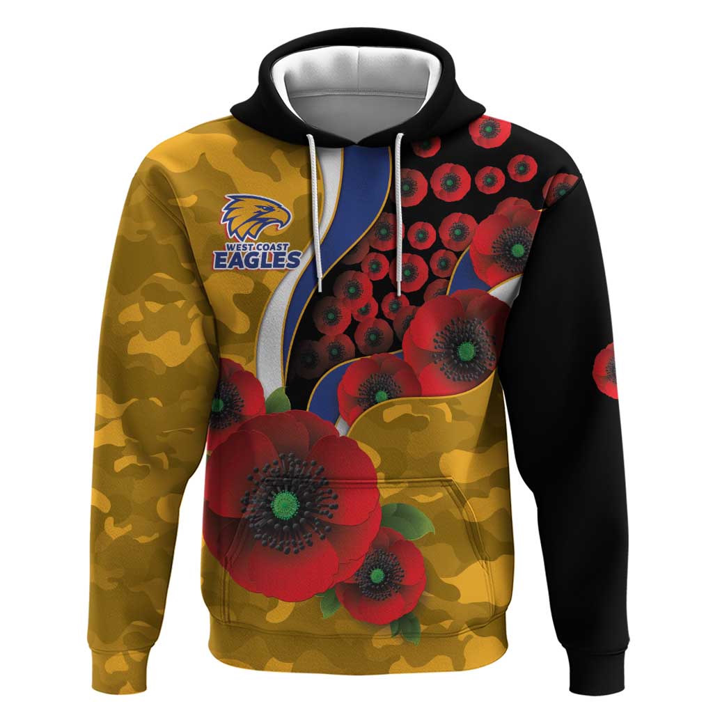 West Eagles ANZAC Personalised Hoodie Lest We Forget Poppy Camo