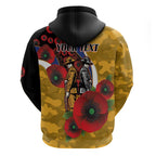 West Eagles ANZAC Personalised Hoodie Lest We Forget Poppy Camo