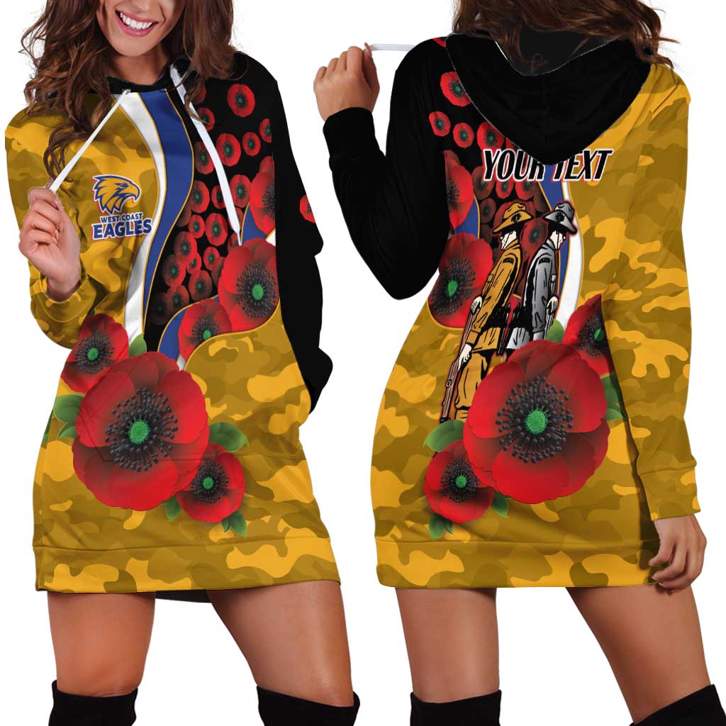 West Eagles ANZAC Personalised Hoodie Dress Lest We Forget Poppy Camo