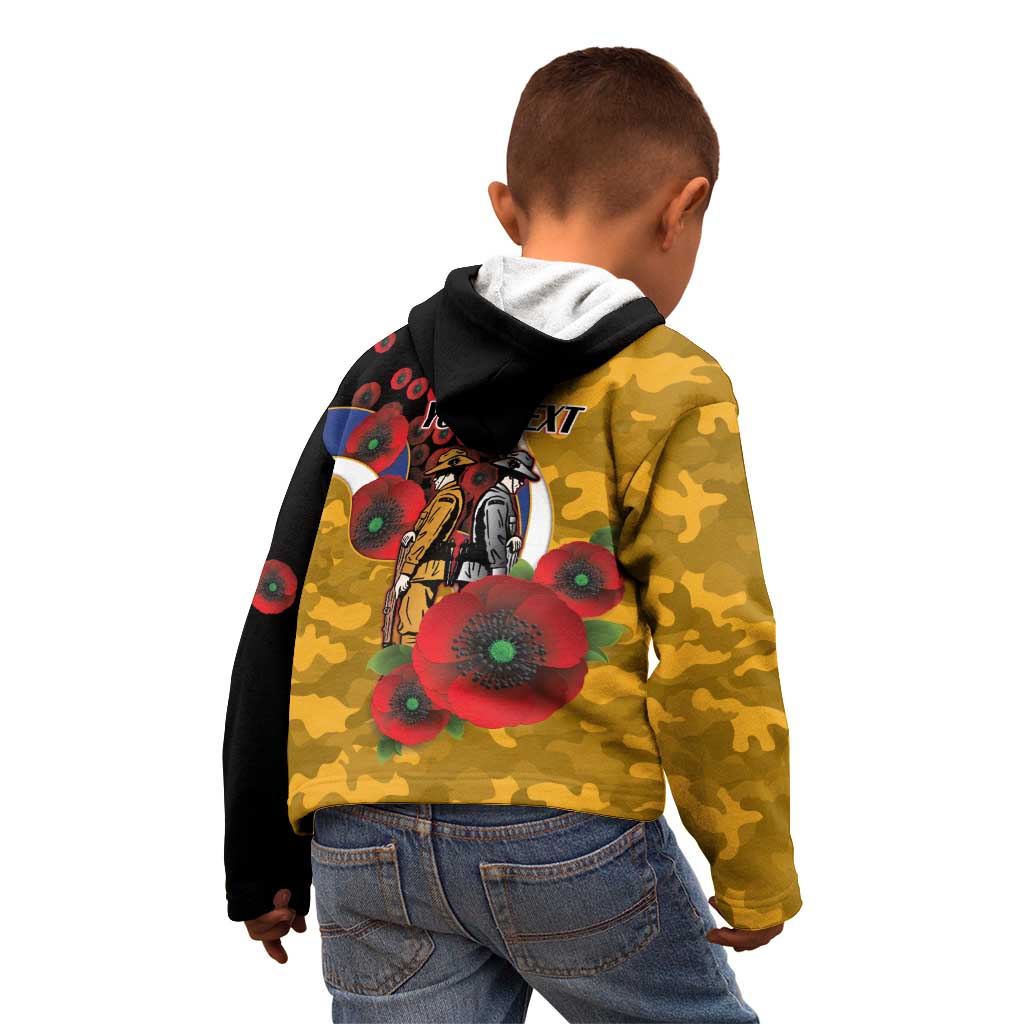 West Eagles ANZAC Personalised Kid Hoodie Lest We Forget Poppy Camo