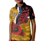 West Eagles ANZAC Personalised Kid Polo Shirt Lest We Forget Poppy Camo