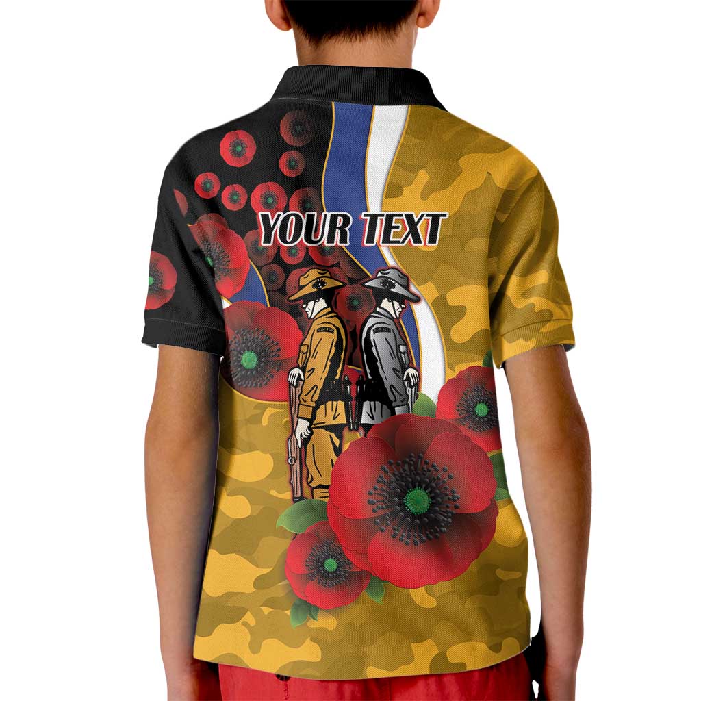 West Eagles ANZAC Personalised Kid Polo Shirt Lest We Forget Poppy Camo