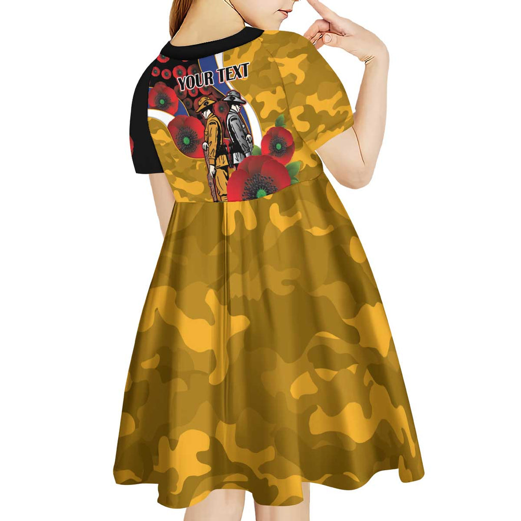 West Eagles ANZAC Personalised Kid Short Sleeve Dress Lest We Forget Poppy Camo