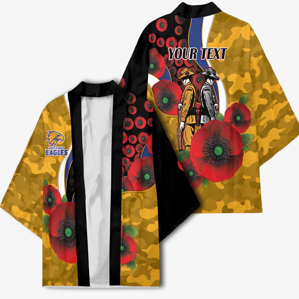 West Eagles ANZAC Personalised Kimono Lest We Forget Poppy Camo