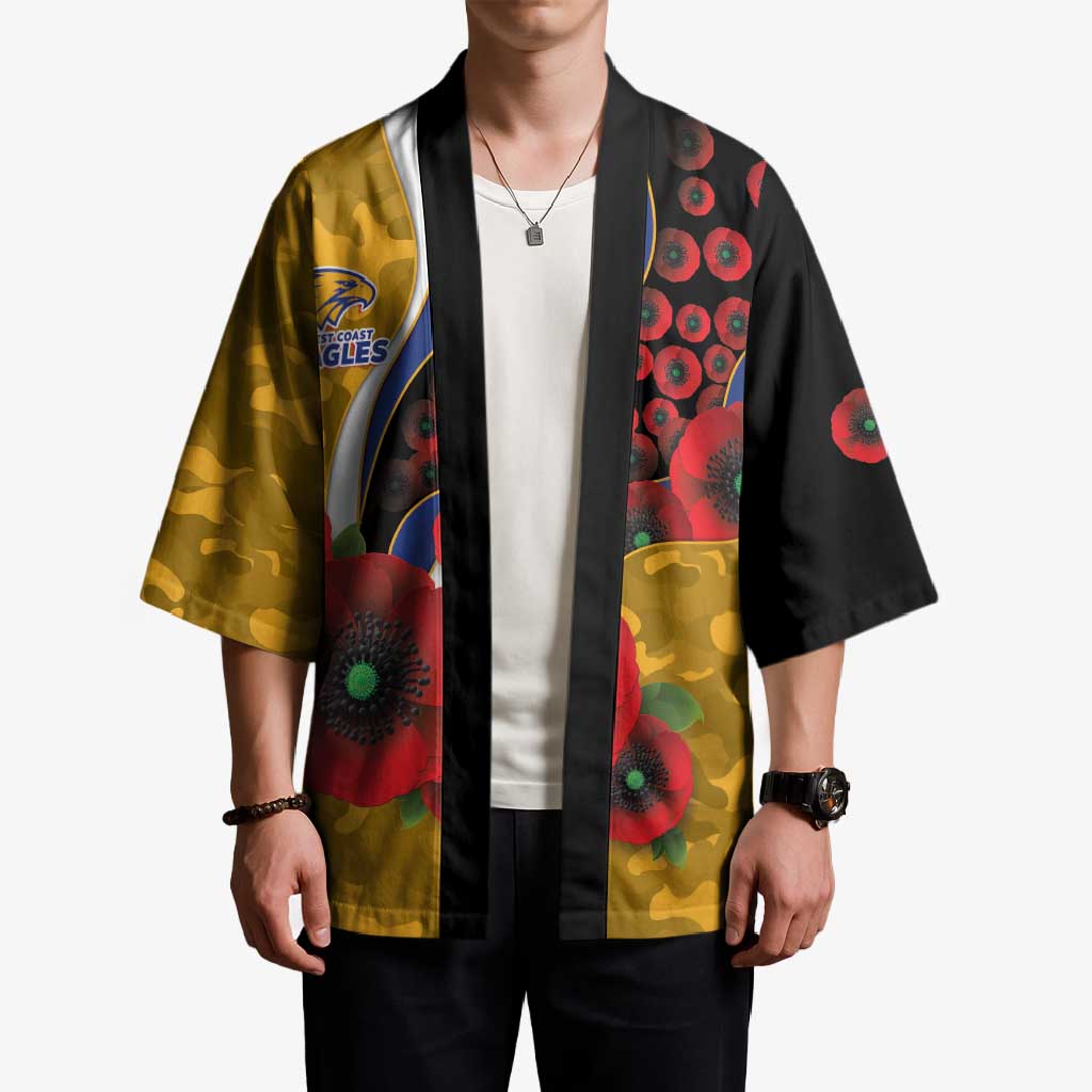 West Eagles ANZAC Personalised Kimono Lest We Forget Poppy Camo