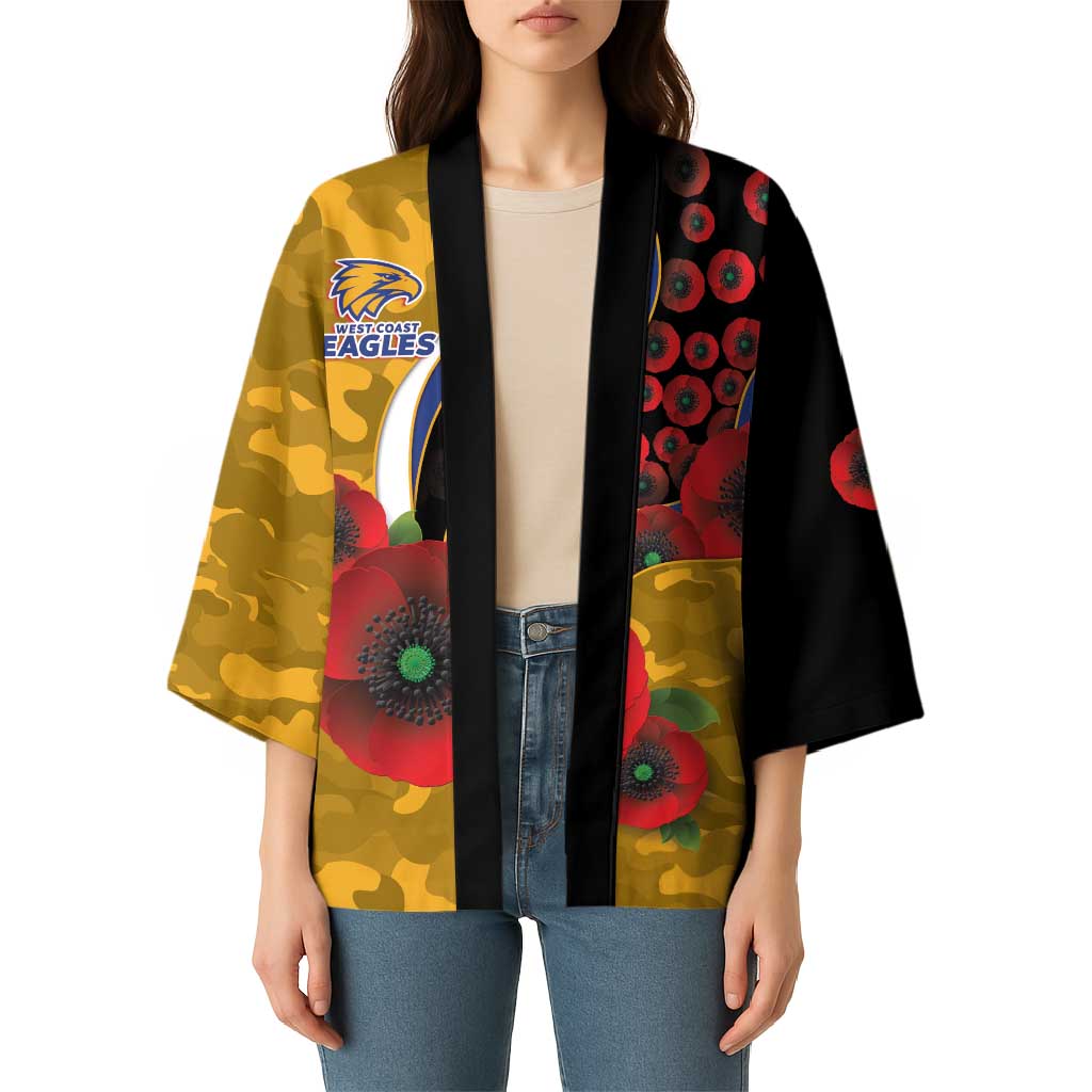 West Eagles ANZAC Personalised Kimono Lest We Forget Poppy Camo