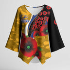 West Eagles ANZAC Personalised Kimono Sleeve Blouse Lest We Forget Poppy Camo