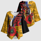 West Eagles ANZAC Personalised Kimono Sleeve Blouse Lest We Forget Poppy Camo